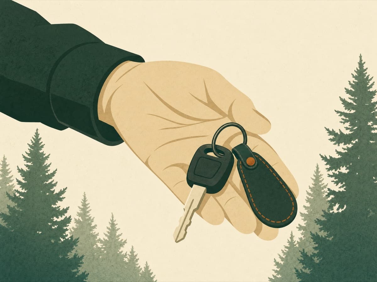 Illustration of a hand holding out a car key